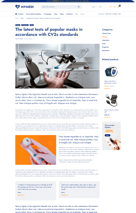 Blog post with column