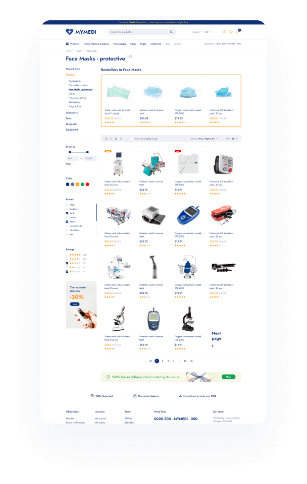 Category grid with bestsellers