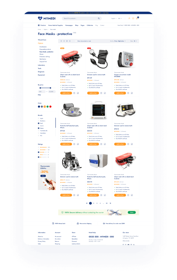 Category grid with product features